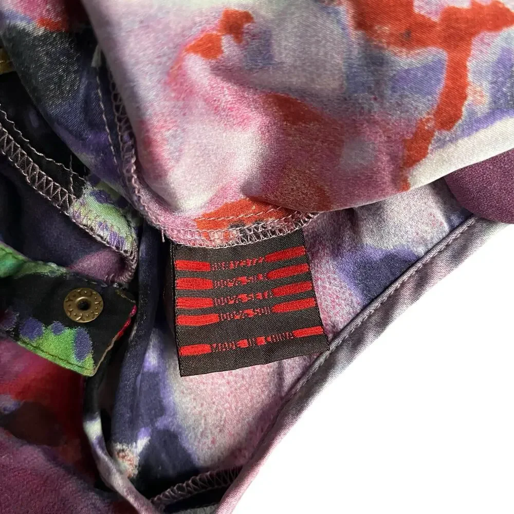 A Common Thread Silk Sheer Multicolor Retro Button‎ Up Blouse Size M - Picture 8 of 8